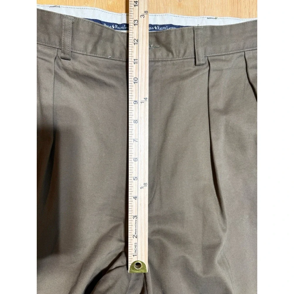 Vintage Polo Ralph Lauren Chino Pants Mens 35x32 Brown Pleated 100% Cotton